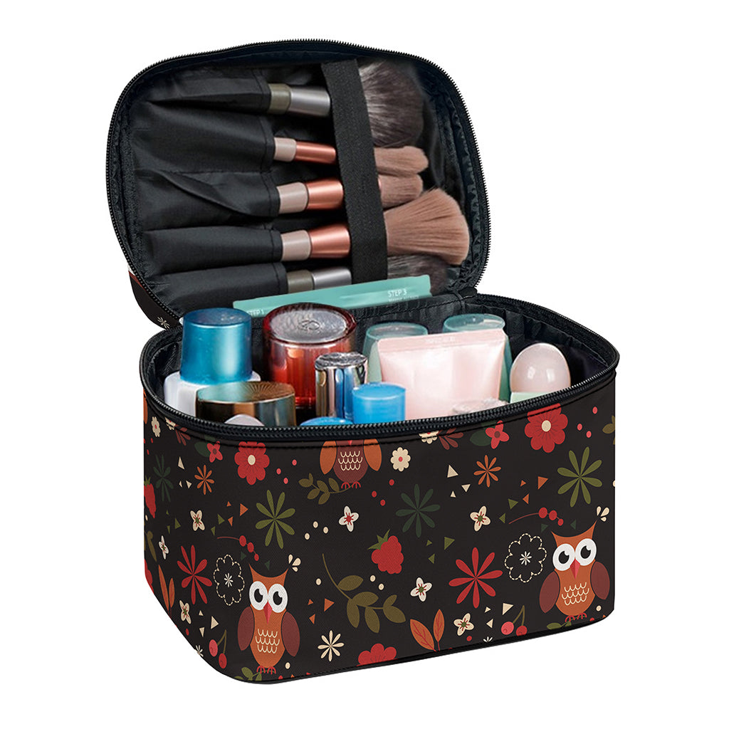 Cute Owl Print Travel Makeup Bag