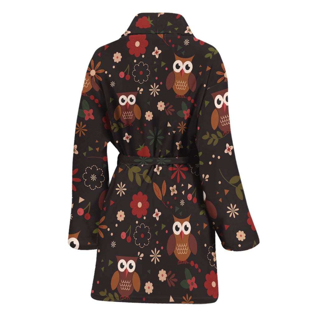 Cute Owl Print Women's Bathrobe
