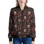 Cute Owl Print Women's Bomber Jacket