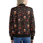 Cute Owl Print Women's Bomber Jacket