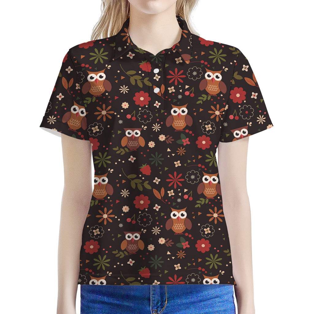 Cute Owl Print Women's Polo Shirt