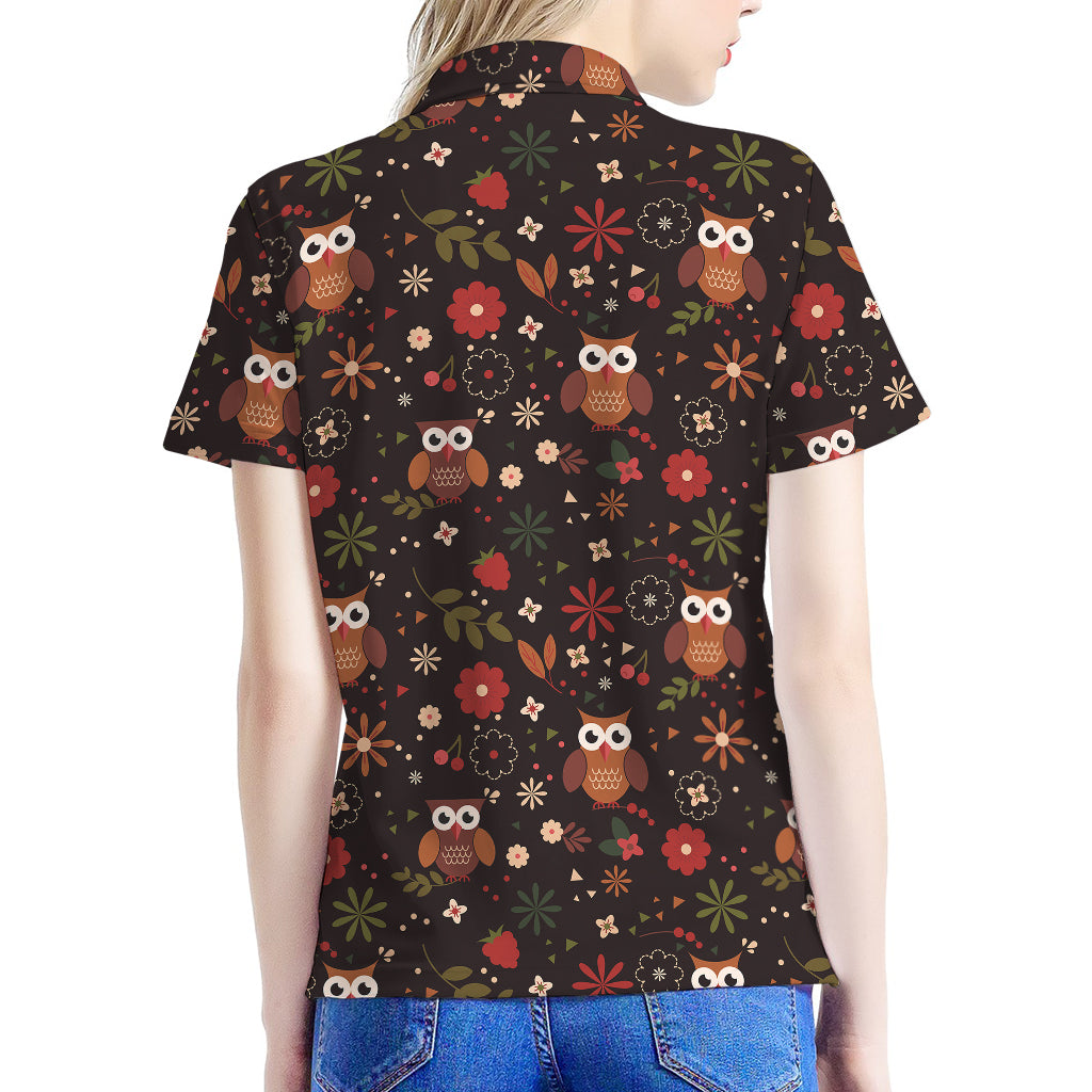 Cute Owl Print Women's Polo Shirt
