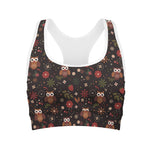 Cute Owl Print Women's Sports Bra
