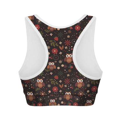 Cute Owl Print Women's Sports Bra