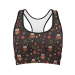 Cute Owl Print Women's Sports Bra