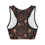 Cute Owl Print Women's Sports Bra