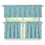 Cute Panda And Balloon Pattern Print 3 Piece Kitchen Curtains