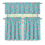Cute Panda And Balloon Pattern Print 3 Piece Kitchen Curtains