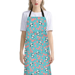 Cute Panda And Balloon Pattern Print Bib Apron With Pocket