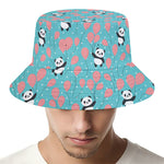 Cute Panda And Balloon Pattern Print Bucket Hat