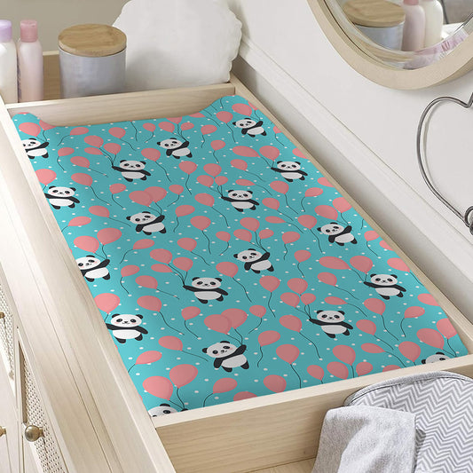 Cute Panda And Balloon Pattern Print Changing Pad Cover