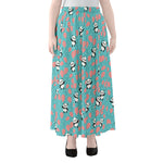 Cute Panda And Balloon Pattern Print Chiffon Maxi Skirt