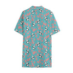 Cute Panda And Balloon Pattern Print Cotton Hawaiian Shirt