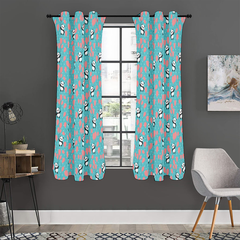 Cute Panda And Balloon Pattern Print Curtain