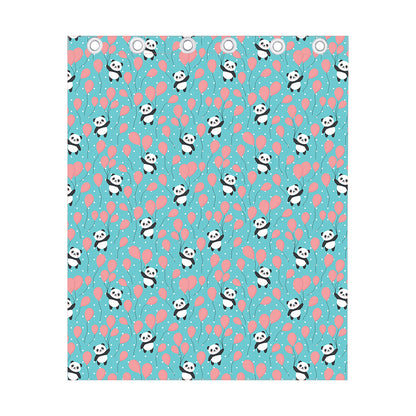 Cute Panda And Balloon Pattern Print Curtain
