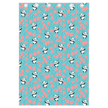 Cute Panda And Balloon Pattern Print Curtain