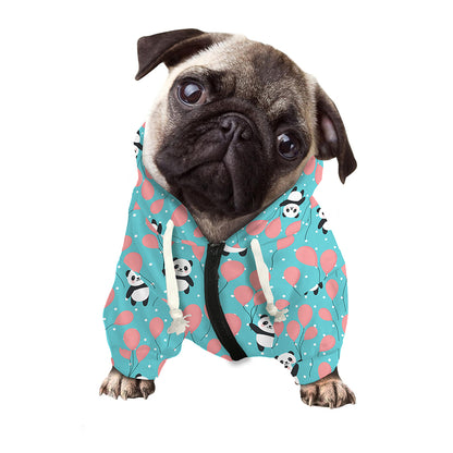 Cute Panda And Balloon Pattern Print Dog Zip Up Hoodie