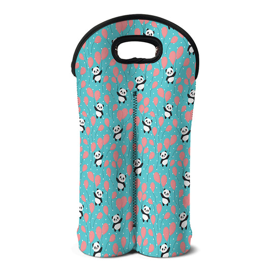 Cute Panda And Balloon Pattern Print Double Neoprene Wine Tote