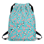 Cute Panda And Balloon Pattern Print Drawstring Backpack
