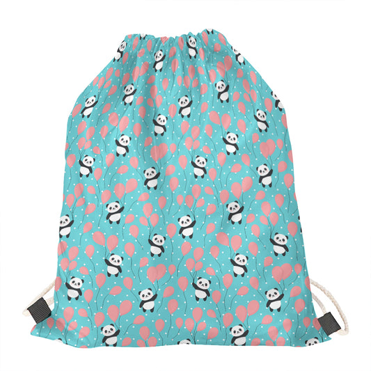 Cute Panda And Balloon Pattern Print Drawstring Bag