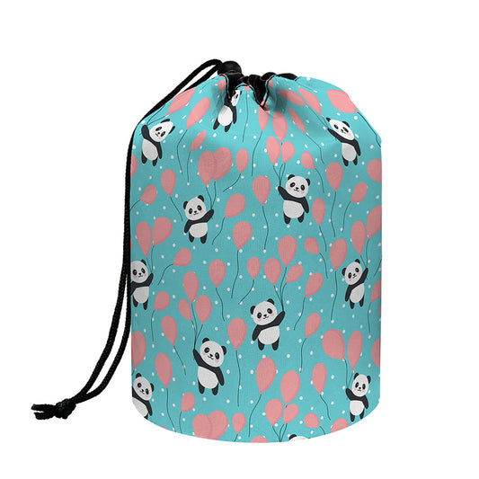 Cute Panda And Balloon Pattern Print Drawstring Makeup Bag