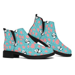 Cute Panda And Balloon Pattern Print Flat Ankle Boots
