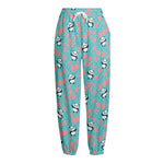 Cute Panda And Balloon Pattern Print Fleece Lined Knit Pants