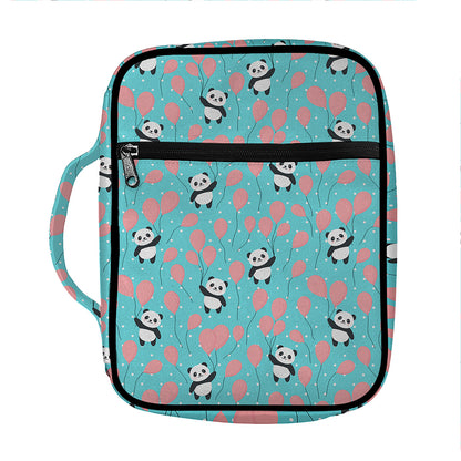 Cute Panda And Balloon Pattern Print Front Pocket Bible Bag