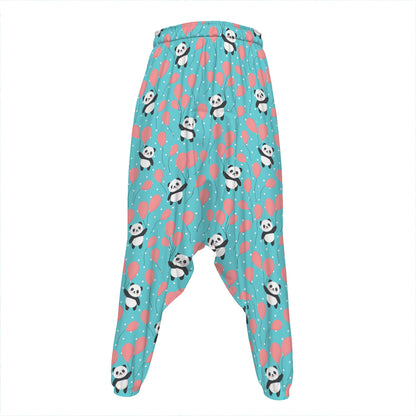 Cute Panda And Balloon Pattern Print Hammer Pants