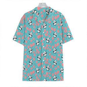 Cute Panda And Balloon Pattern Print Hawaiian Shirt