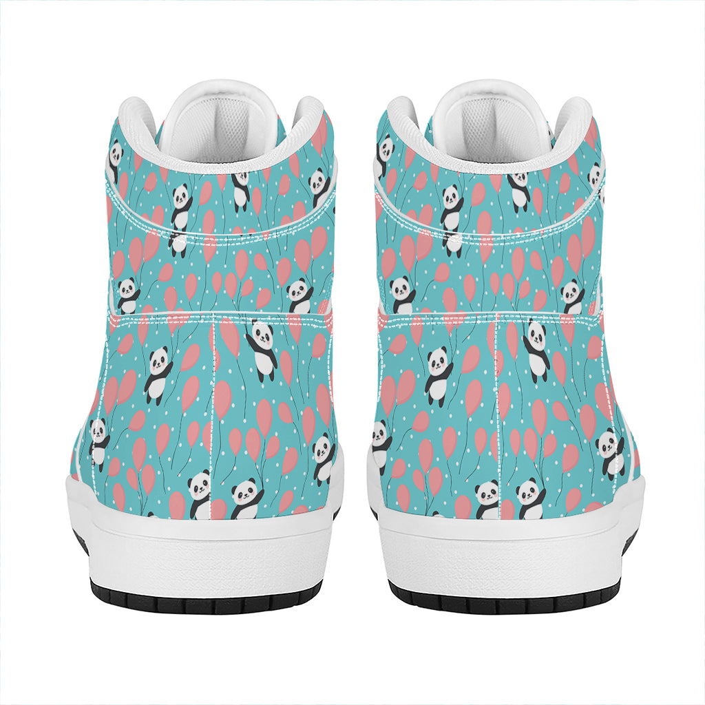 Cute Panda And Balloon Pattern Print High Top Leather Sneakers