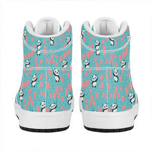 Cute Panda And Balloon Pattern Print High Top Leather Sneakers