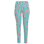 Cute Panda And Balloon Pattern Print High-Waisted Pocket Leggings