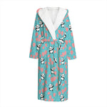Cute Panda And Balloon Pattern Print Hooded Bathrobe