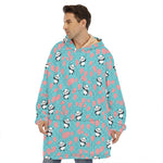 Cute Panda And Balloon Pattern Print Hoodie Blanket
