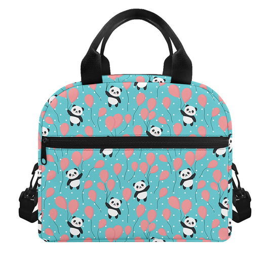 Cute Panda And Balloon Pattern Print Insulated Lunch Bag