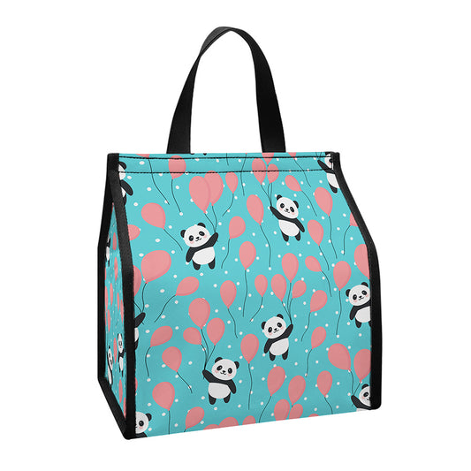 Cute Panda And Balloon Pattern Print Insulated Lunch Tote