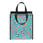 Cute Panda And Balloon Pattern Print Insulated Lunch Tote