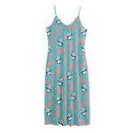 Cute Panda And Balloon Pattern Print Jersey Midi Cami Dress