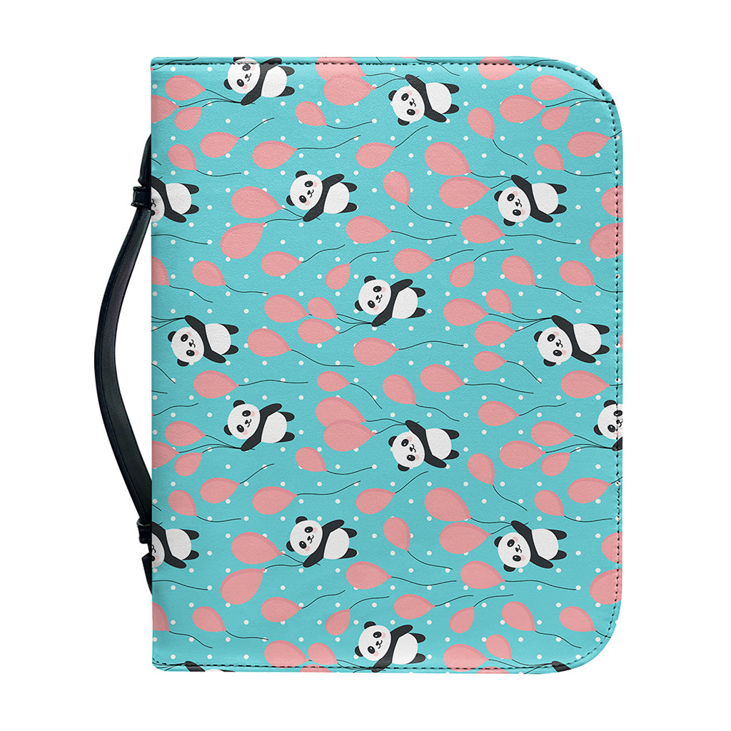 Cute Panda And Balloon Pattern Print Leather Bible Cover