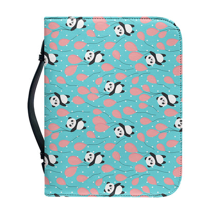 Cute Panda And Balloon Pattern Print Leather Bible Cover
