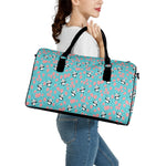 Cute Panda And Balloon Pattern Print Leather Duffle Bag