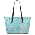 Cute Panda And Balloon Pattern Print Leather Tote Bag With Zipper
