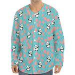 Cute Panda And Balloon Pattern Print Long Sleeve Baseball Jersey
