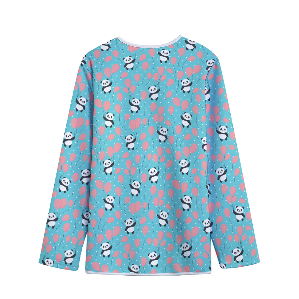 Cute Panda And Balloon Pattern Print Long Sleeve Short Coat