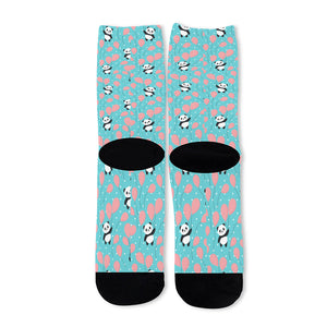 Cute Panda And Balloon Pattern Print Long Socks