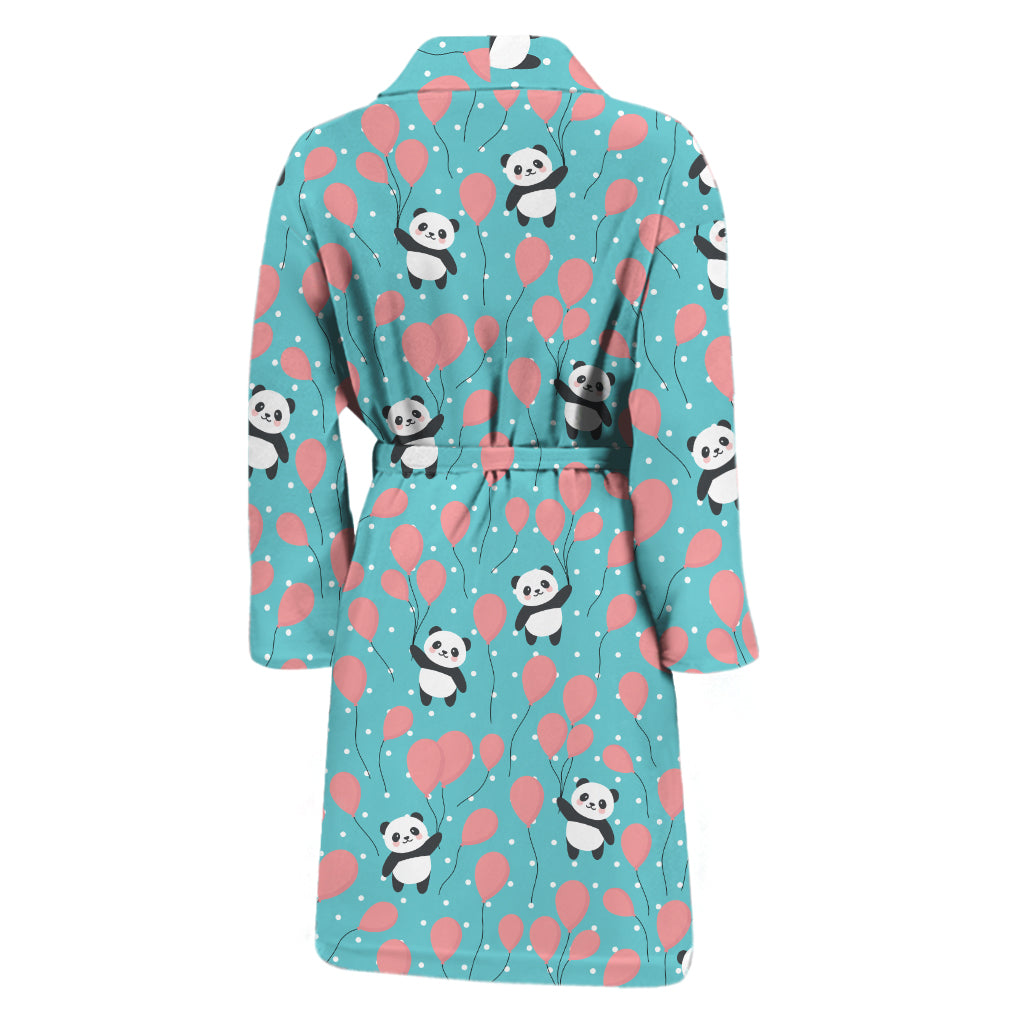 Cute Panda And Balloon Pattern Print Men's Bathrobe