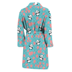 Cute Panda And Balloon Pattern Print Men's Bathrobe