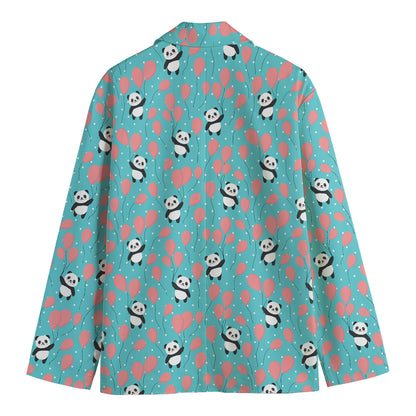 Cute Panda And Balloon Pattern Print Men's Blazer