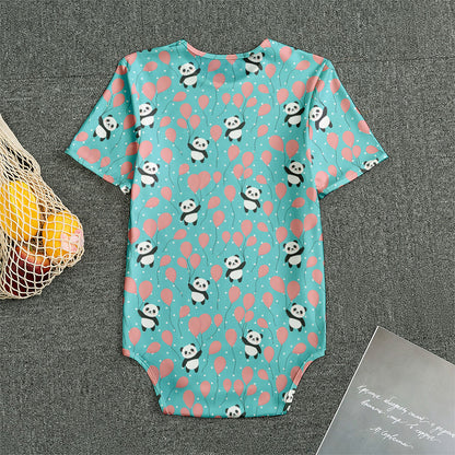 Cute Panda And Balloon Pattern Print Men's Bodysuit